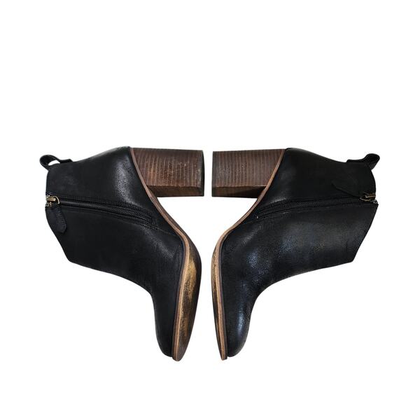 BP Womens Lance Booties Size 8.5 Black Distressed Leather Block Heel Westerm - Picture 5 of 10